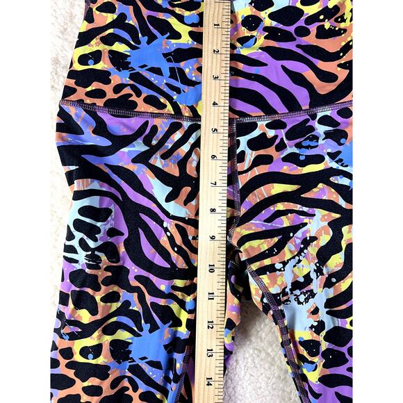 Women's Leggings Size Small Animal Print Neon Splatter Paint Comfort Quality - Picture 8 of 8